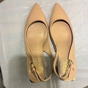 Vince Camuto Beige Pointed-Toe Slingback Flats